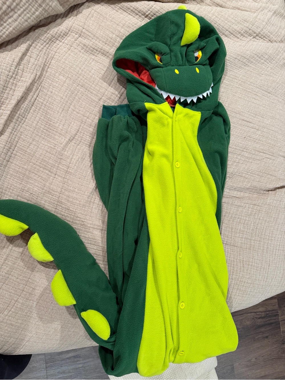Men’s Green Dino Hooded Costume Onesie